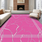 Pink Wavy Linear Contemporary Abstract Rug