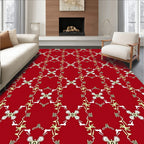 Red White Gold Filigree Pattern Design Rug
