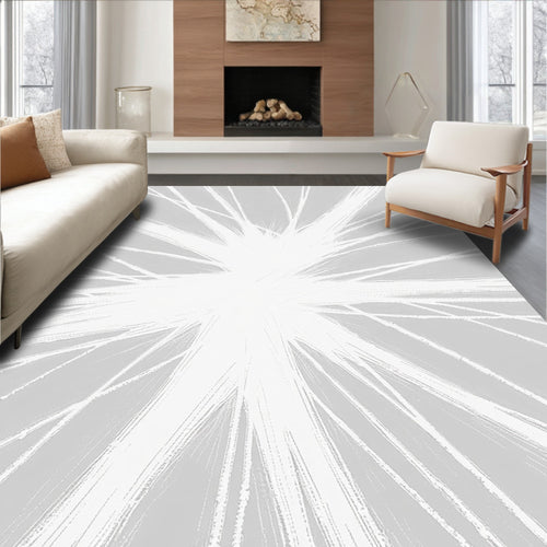 Abstract White Burst Pattern Rug