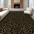 Geometric Honeycomb Gold Line Art Rug