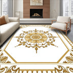 Golden Floral Medallion Border Rug