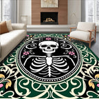 Dark Floral Skeleton Oval Design Rug