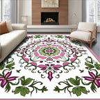 Floral Mandala With Pink And Green Accents Rug