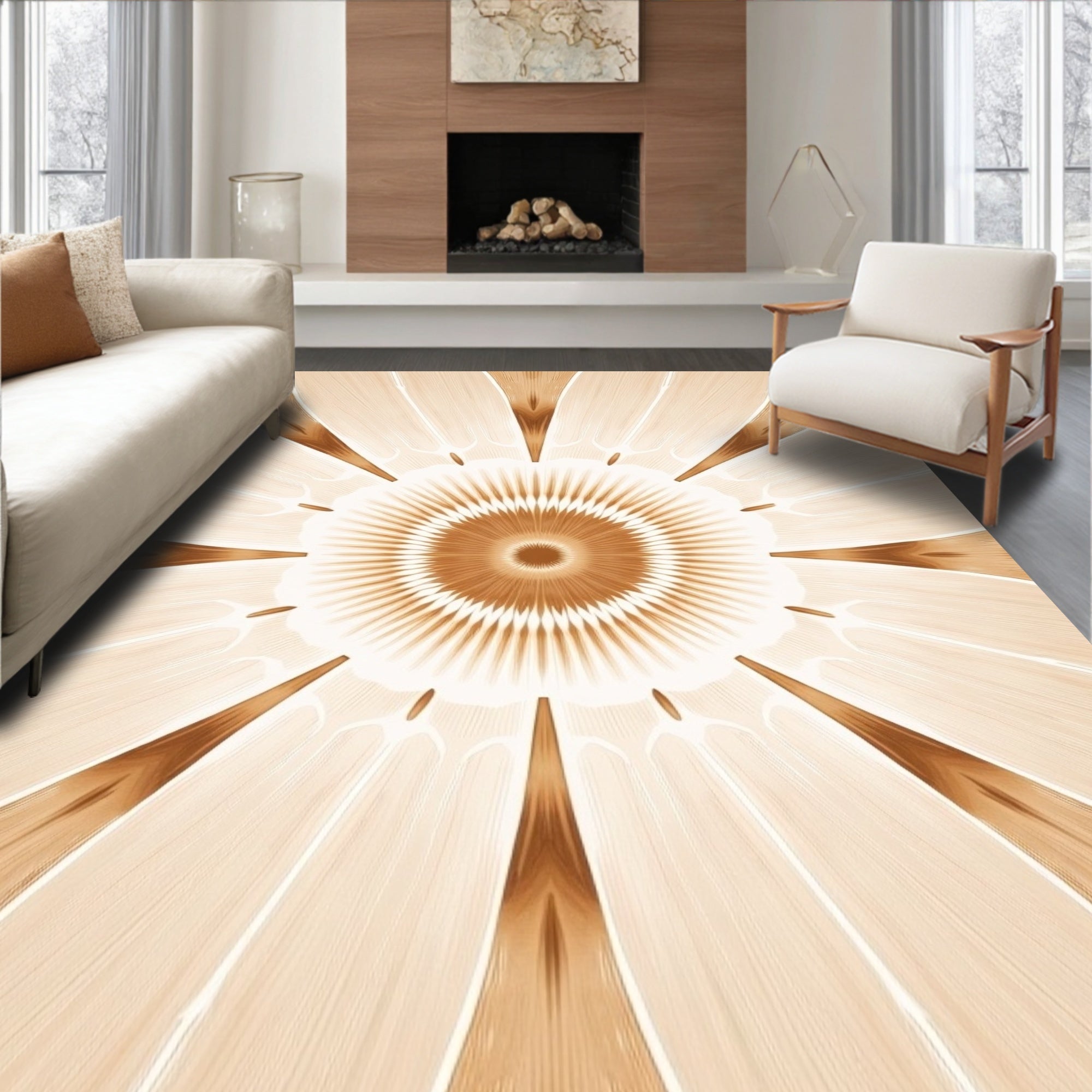 Radial Petal Geometric Pattern Rug