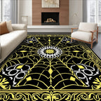 Elegant Yellow Black Floral Web Rug