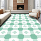 Soft Green Gingham Diamond Pattern Rug