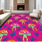 Whimsical Mushroom Pattern Design Rug