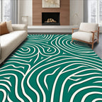 Abstract Teal Cream Swirl Pattern Rug