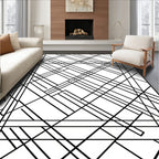 Black And White Geometric Lines Rug