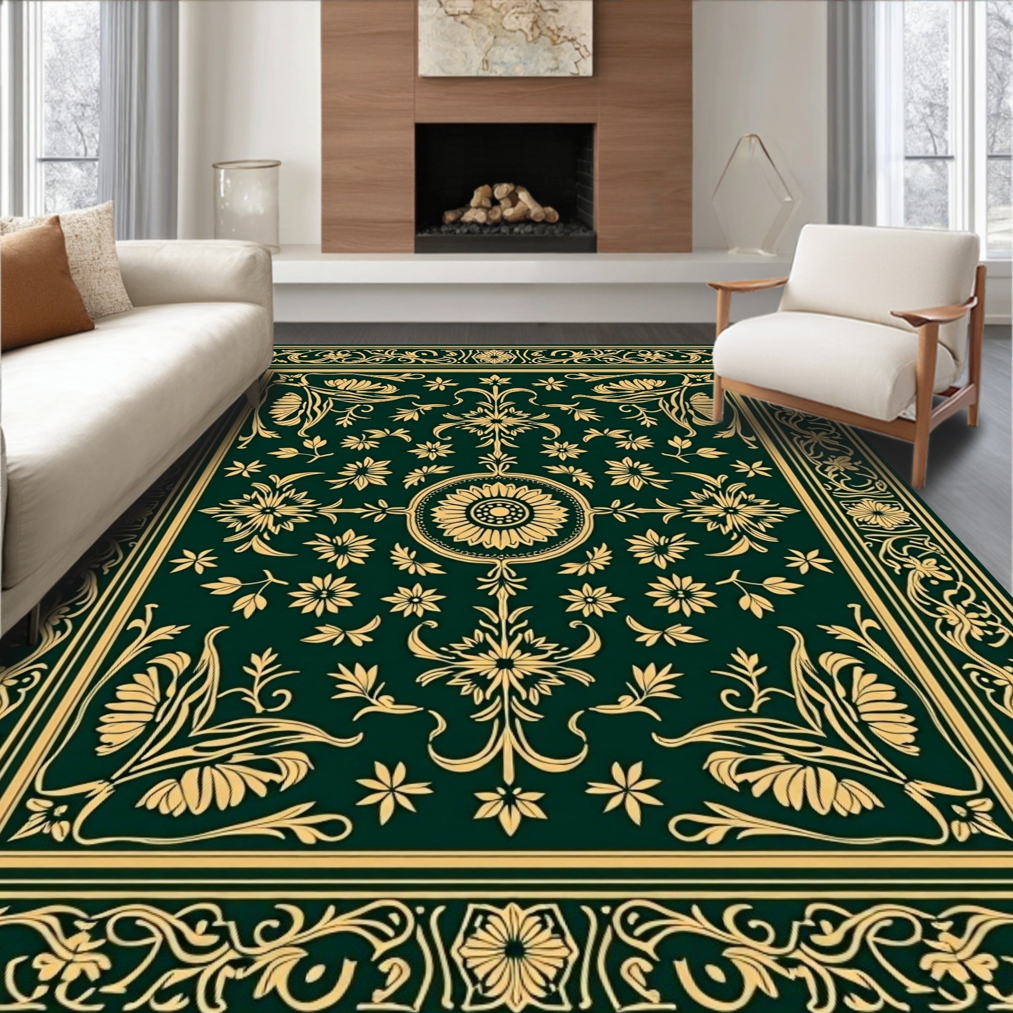 Rich Botanical Floral Pattern Rug