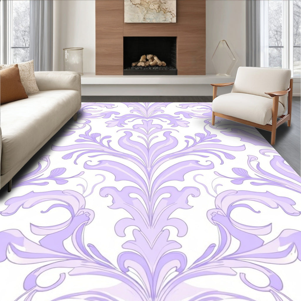 Ornate Lavender Swirl Pattern Rug