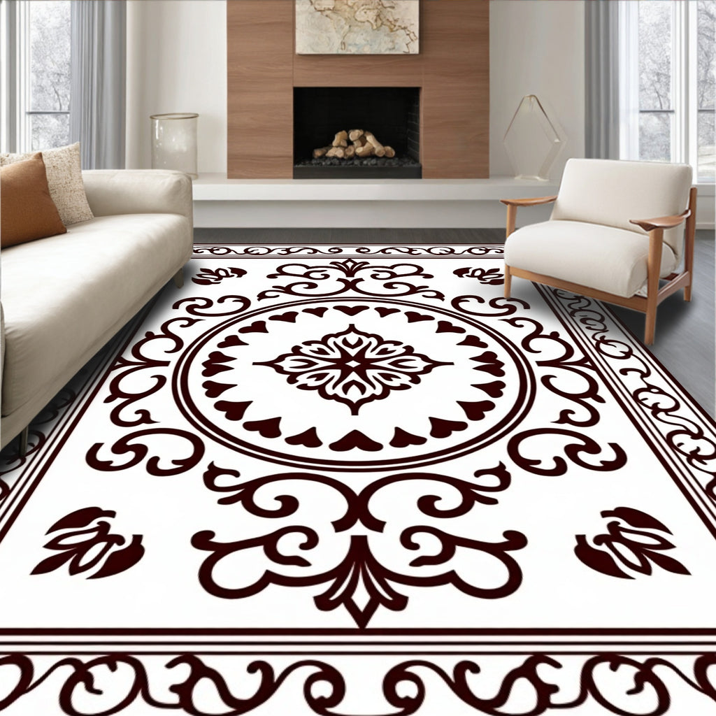 Classic Swirls Heart Detailed Design Rug
