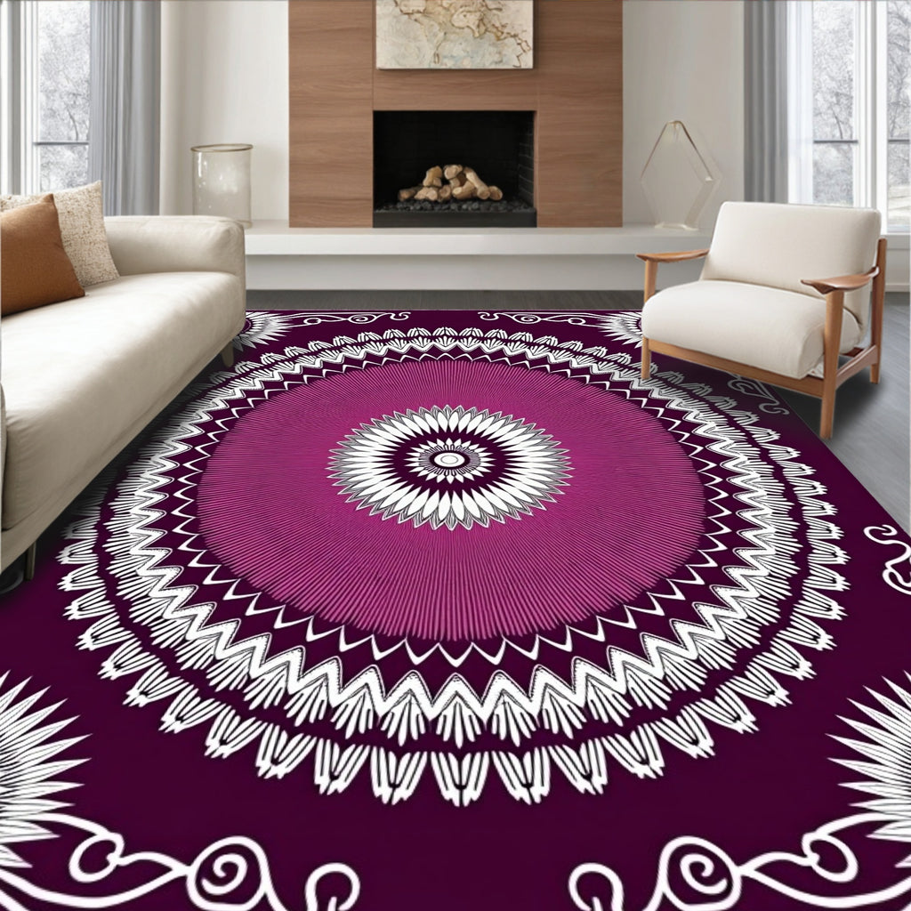 Radiant Pink Sunburst Ethnic Design Rug