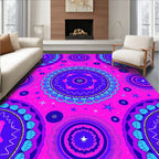 Vibrant Pink Blue Mandala Stars Rug