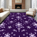 Festive Snowflake Patterned Dark Rug