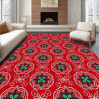 Crimson Mandala Geometric Tile Art Rug