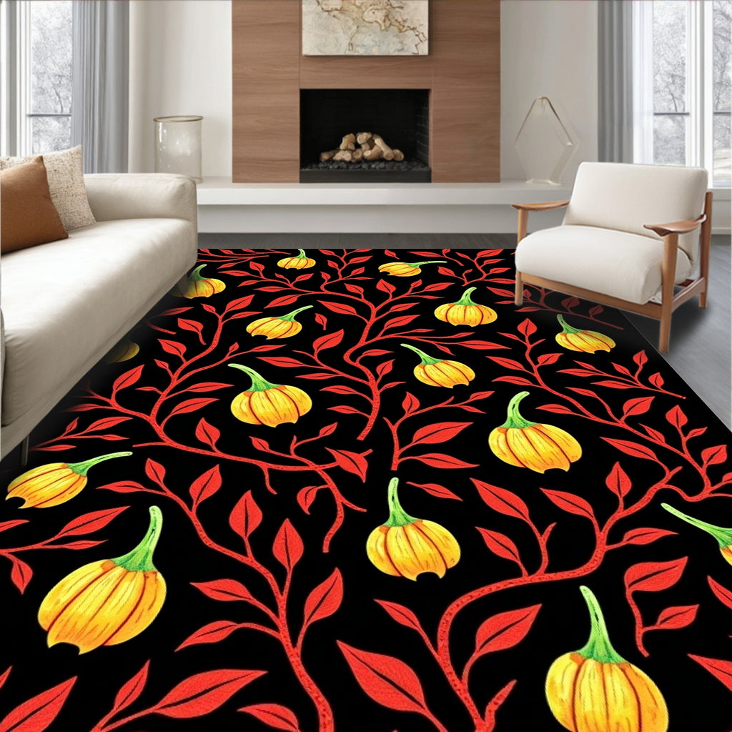 Gourd Vine Floral Pattern Rug