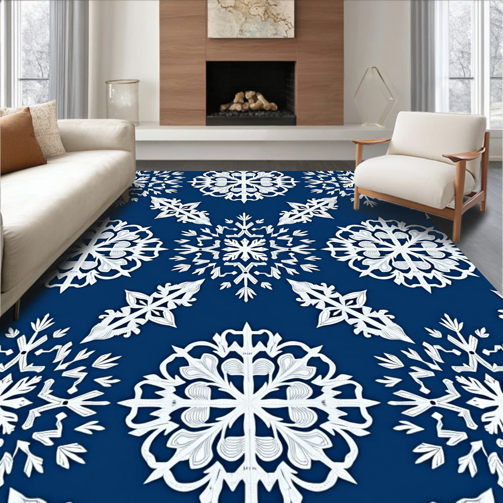 Winter Snowflake Pattern Design Rug