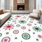 Red Green Snowflake Collage Rug