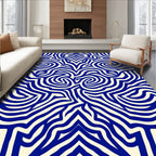 Abstract Blue Swirl Pattern Rug