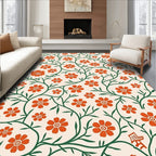 Cozy Orange Floral Vine Pattern Rug