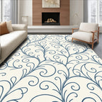 Elegant Blue Swirl Vine Pattern Rug
