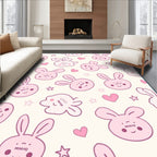 Cute Pink Bunny Heart Stars Design Rug