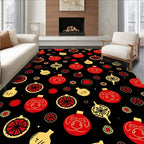 Red Yellow Festive Ornament Pattern Rug