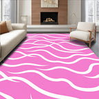 Abstract Pink Wavy Stripe Design Rug