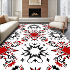 Bold Red Black Ornamental Star Rug