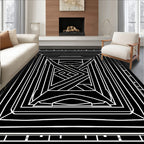 Modern Geometric Black White Art Deco Design Rug