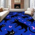 Whimsical Black Cats Moon Stars Rug
