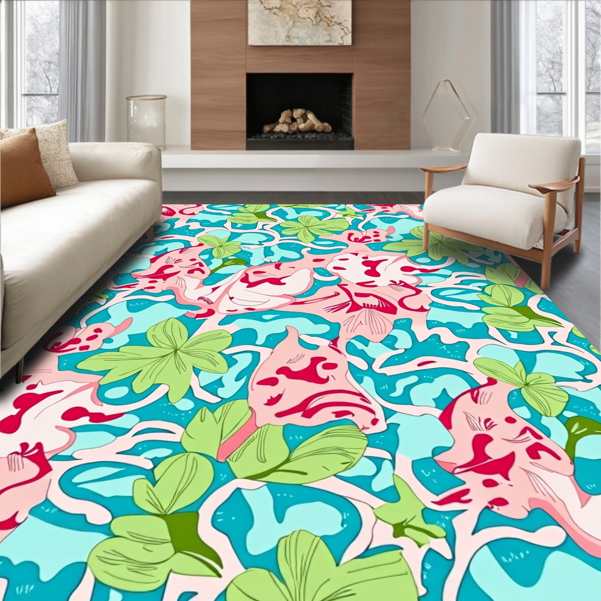 Whimsical Floral Abstract Pattern Rug