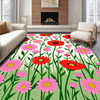 Bold Red and Pink Floral Meadow Rug