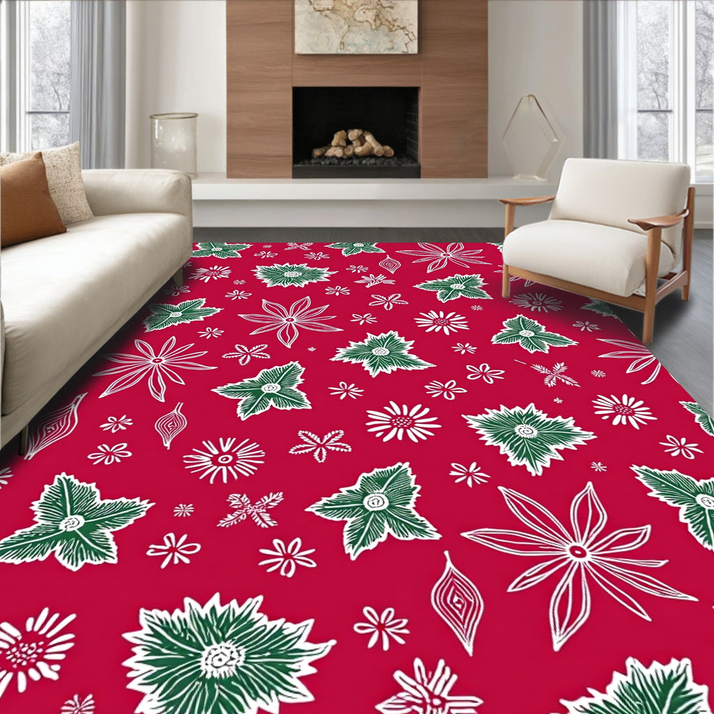 Holiday Floral Line Art Rug