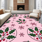 Holly Berry And Snowflake Pattern Rug