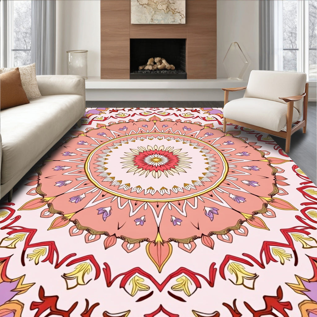 Floral Mandala Patterned Pastel Rug