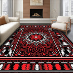 Intricate Red White Abstract Forest Pattern Rug