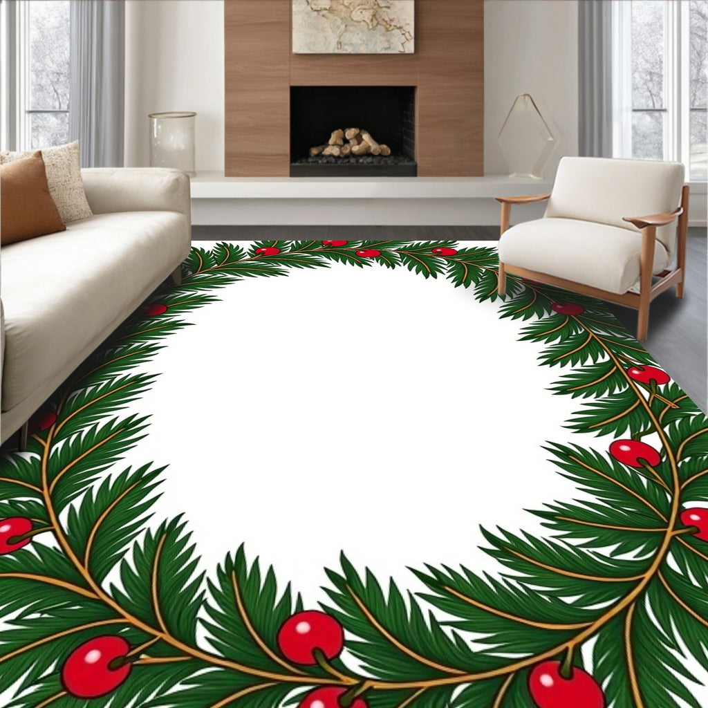 Evergreen Holly Berry Garland Rug