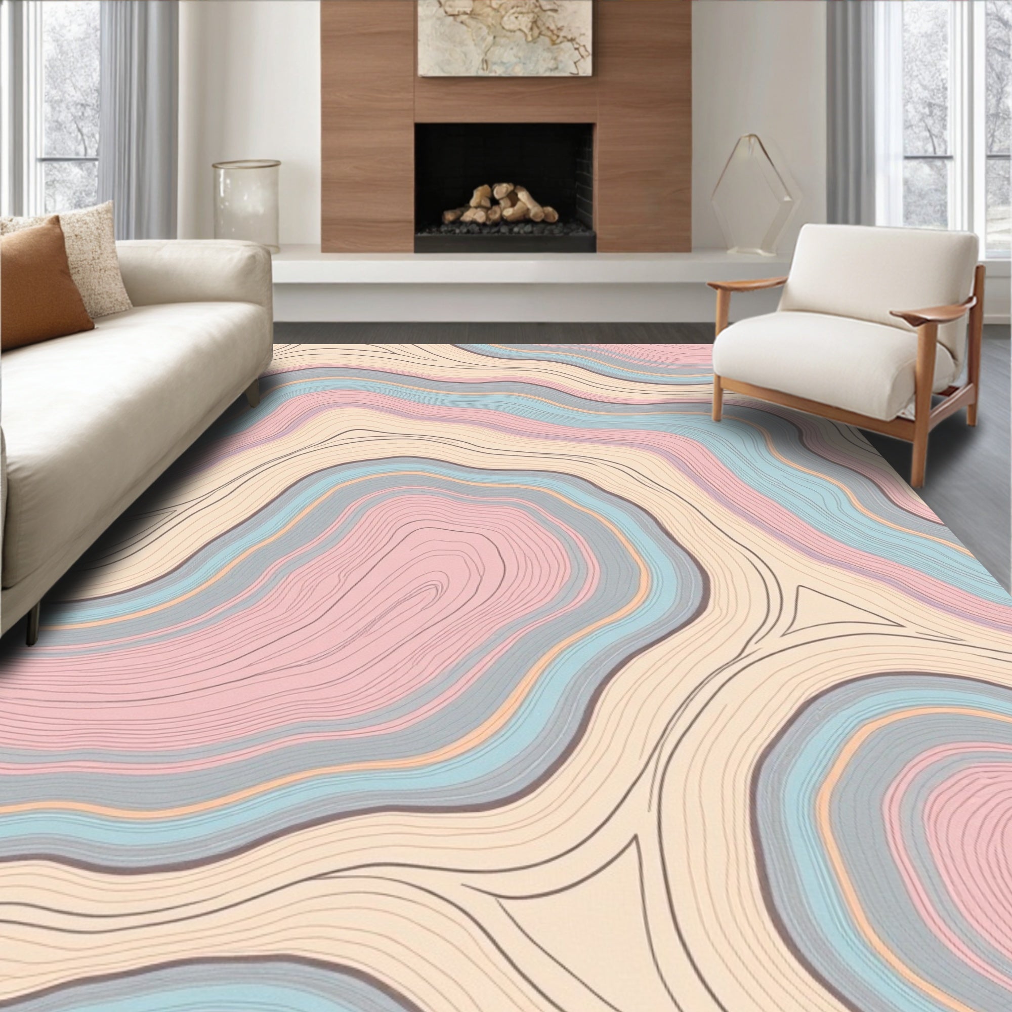 Pastel Agate Swirl Pattern Design Rug