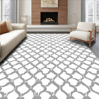 Gray Lattice Patterned Abstract Rug