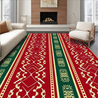 Tribal Stripe Pattern Red Green Design Rug