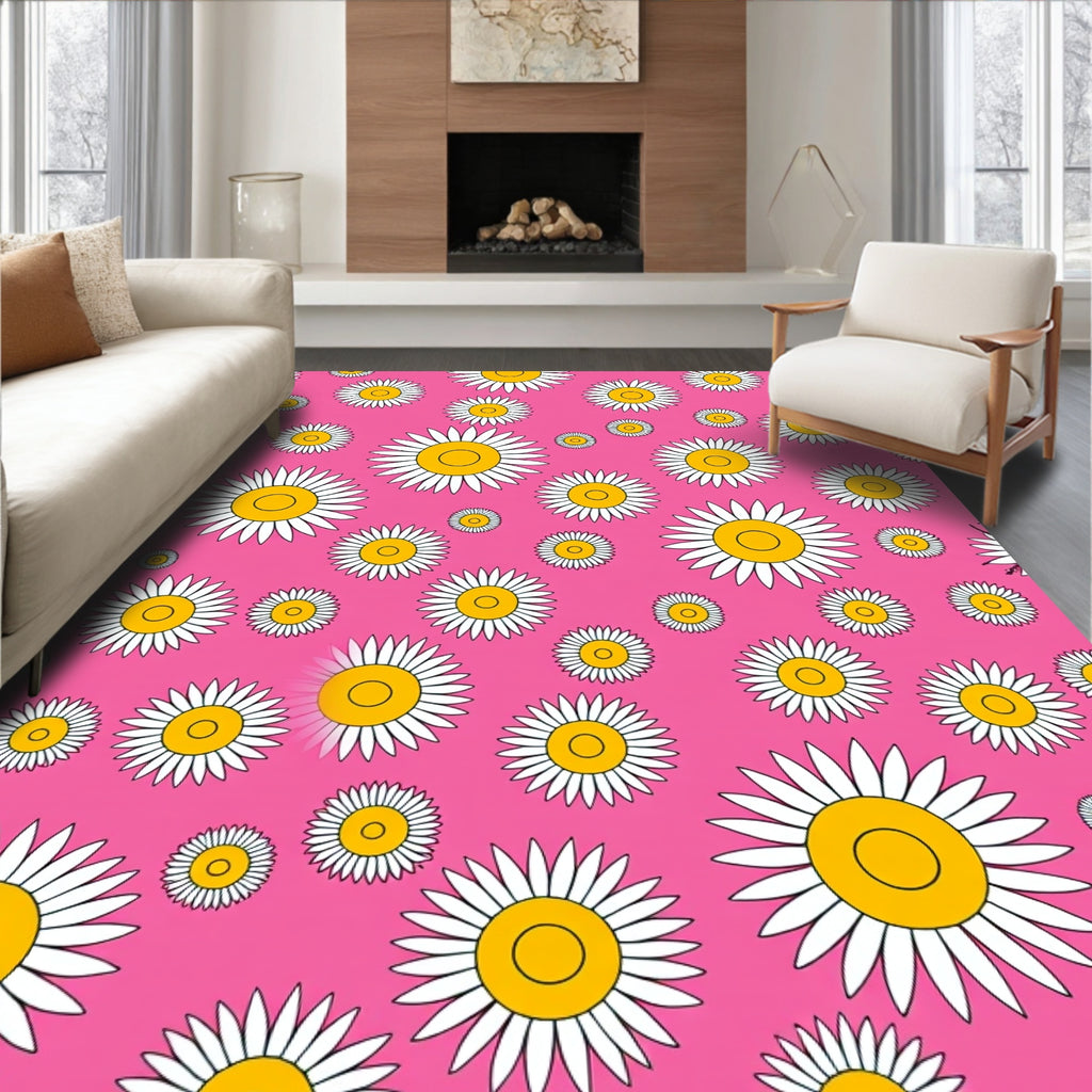 Pink Daisy Pattern Rug