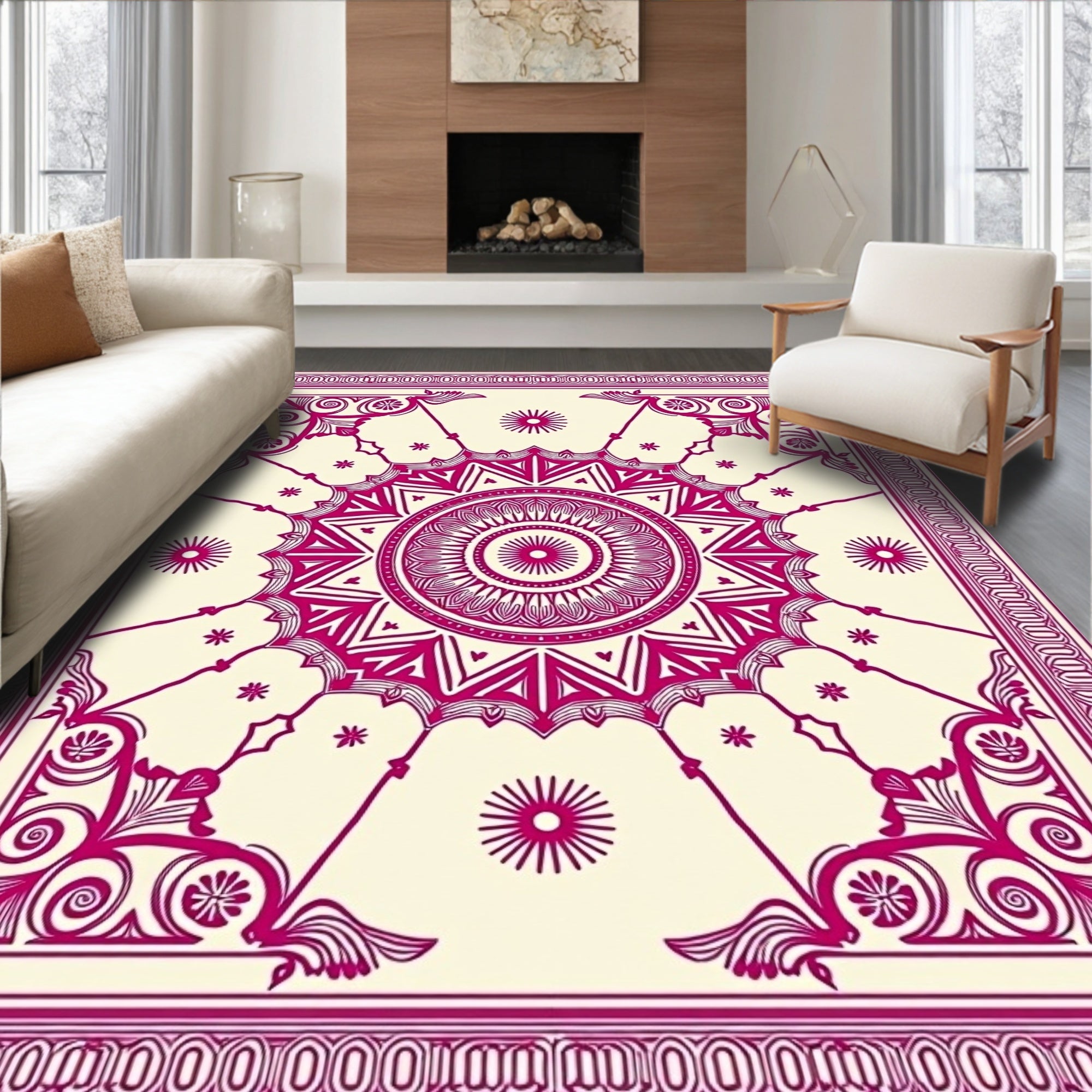 Intricate Floral Star Mandala Design Rug
