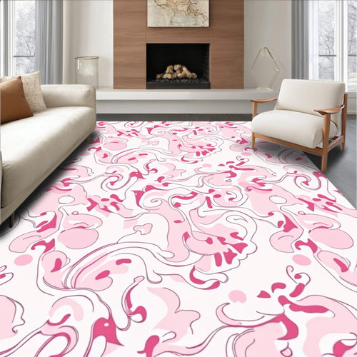 Abstract Pink Swirl Pattern Rug