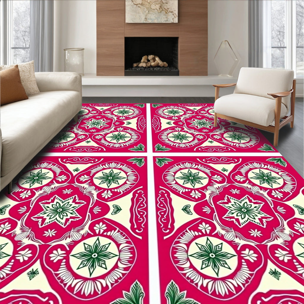 Bold Pink Geometric Star Pattern Rug