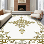 Ornate Golden Floral Damask Pattern Rug