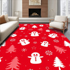 Festive Red Snowman Christmas Tree Rug
