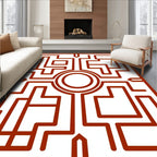 Intricate Labyrinth Square Maze Design Rug