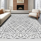 Intricate Lattice Floral Border Design Rug